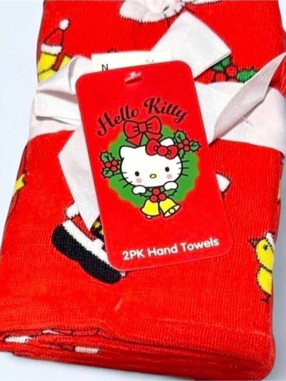 NWT Sanrio Hello Kitty Christmas Santa Suit Hand Towel Set of 2